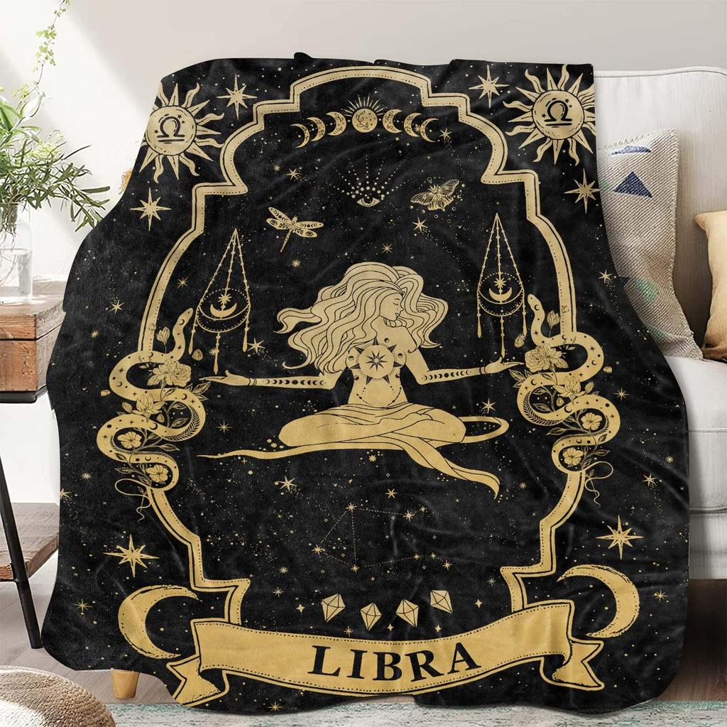 Moon Witch of the Moth digital-printed polyester Bedroom velvet flannel soft sofa cover blanket Fleece cover blankets for beds