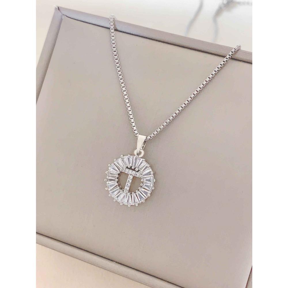 Necklace Does Not Fade, Women's Summer Square Circle Letter Necklace, Titanium Steel Necklace, Versatile High-end Clavicle Chain
