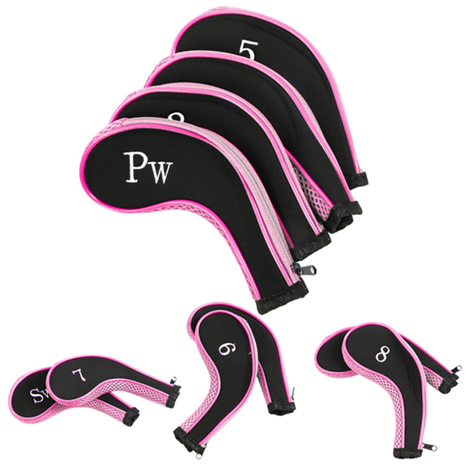 

10pcs Neoprene Golf Club Iron Head Covers Putter Set Protector Case Golf Accessory(Pink)