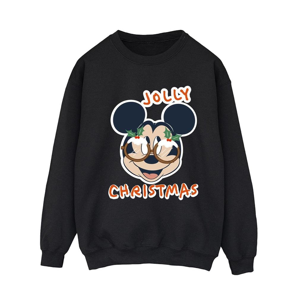 Disney Womens/Ladies Mickey Mouse Jolly Christmas Glasses Sweatshirt