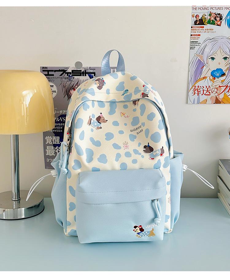 Schoolbag New High-value Japanese Ins Fresh and Sweet Polka Dot Contrasting Color Backpack Junior High School Students Lightweight Large-capacity