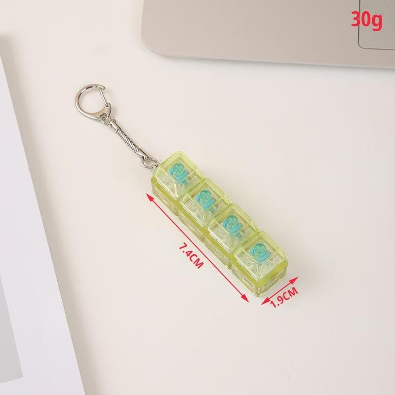 Transparent Four-Button Decompression Keychain, Luminous Square Pendant, Popular Creative Toy Keychain.