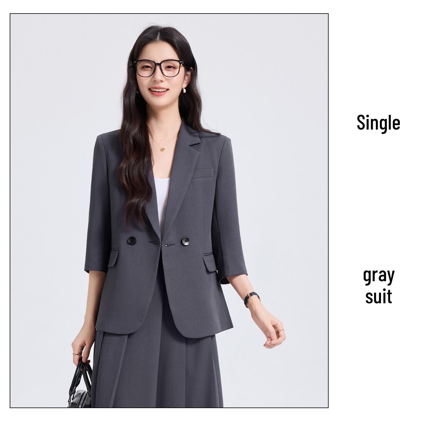

Women s Seven-Sleeve Blazer & Pleated Suit Set for College Interviews and Formal Occasions Medium