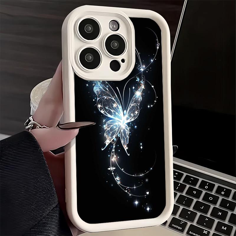 Phone Case for iPhone 17 Air 16E 15 16 Pro Max Beautiful Purple Butterfly Cover 14 Plus 13 12 Mini Soft Shell Silicone Fundas