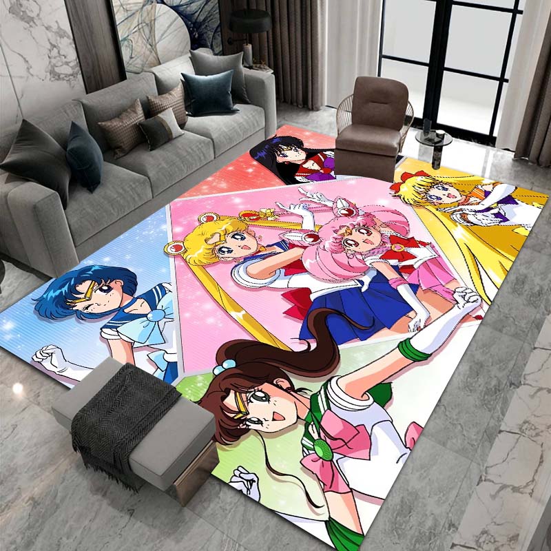 3D printed Sailor Moon pattern rug, large-area non-slip washable rug,, suitable for bedroom home décor.22