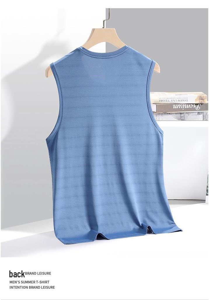 Men's Summer Ice Silk Quick-Dry Sleeveless Sports Vest: Breathable, Lightweight, Versatile, and Trendy