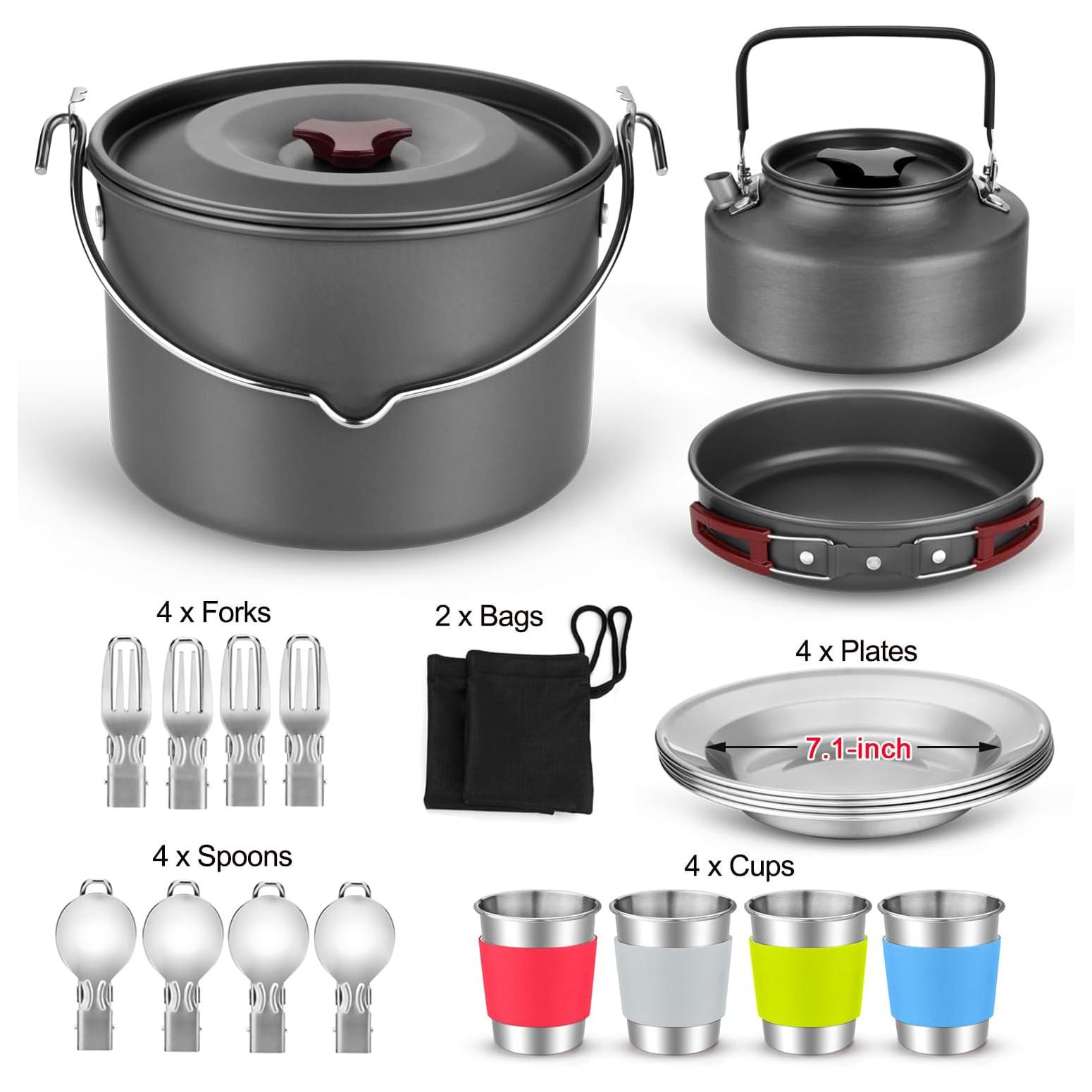 Picnic Big Hanging Camping Outdoor Single Pot Large Hanging Pot 6-8 People Picnic Alumina Picnic Pot Set