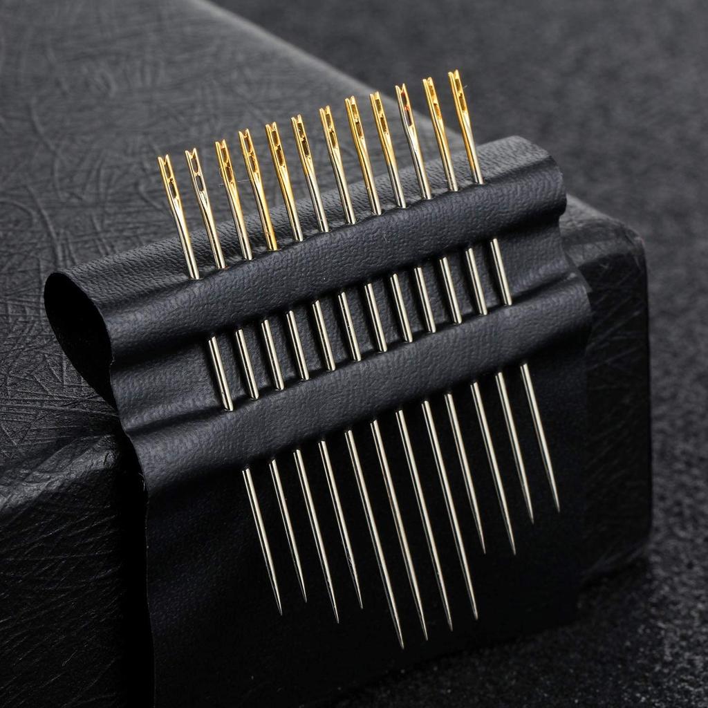 12/24Pcs Blind Sewing Needles Elderly Big Hole Stainless Steel Needle for Sewing Household DIY Jewerly Beading Threading Needles