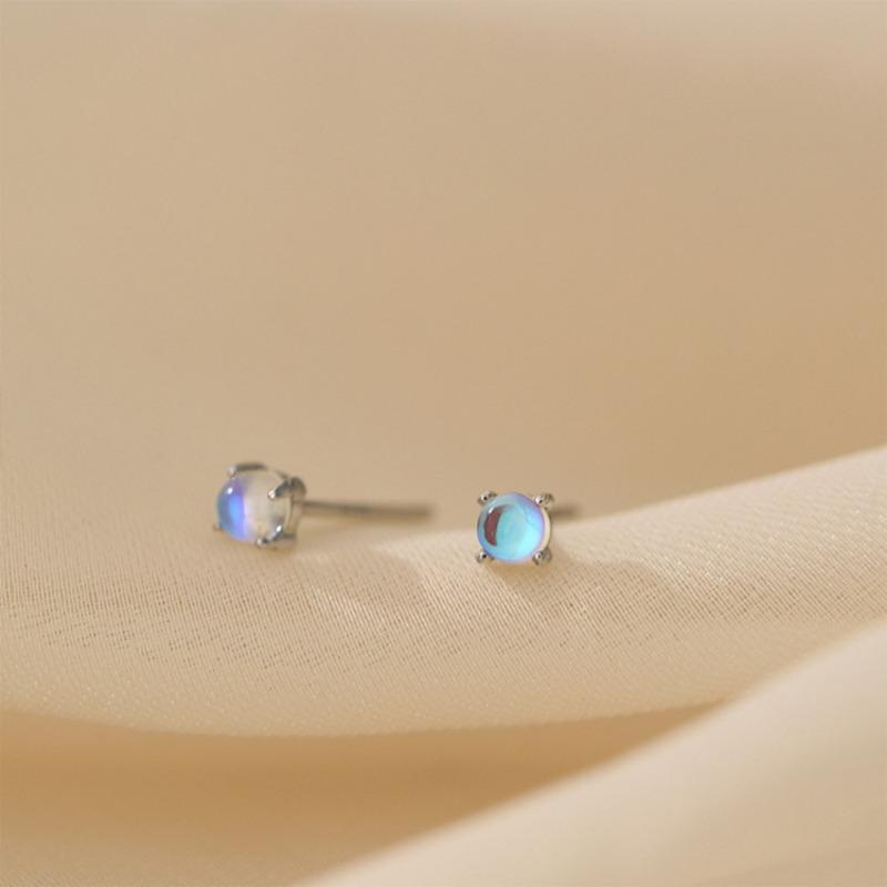 Fashionable Small Earrings for Women Simple Imitation Moonstone Earrings Korean Style Earrings