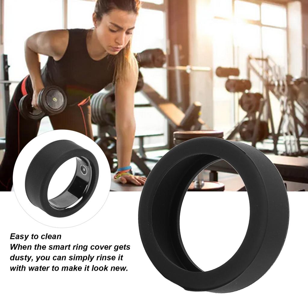 3PCS Silicone Ring Covers for Smart Ring Scratch Resistant Skin Friendly Elastic Ring Protector Protective Sleeve Black M for Size 11 12 13