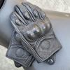 Retro Motorcycle Gloves Perforated Glove Breathable Genuine Leather Black All Seasons Moto Racing Cycling Motocross Bike Knight
