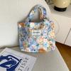 Vintage Oil Painting Flower Handbag Sundries Storage Bag Women's Cute Bento Bag Literary Handbag