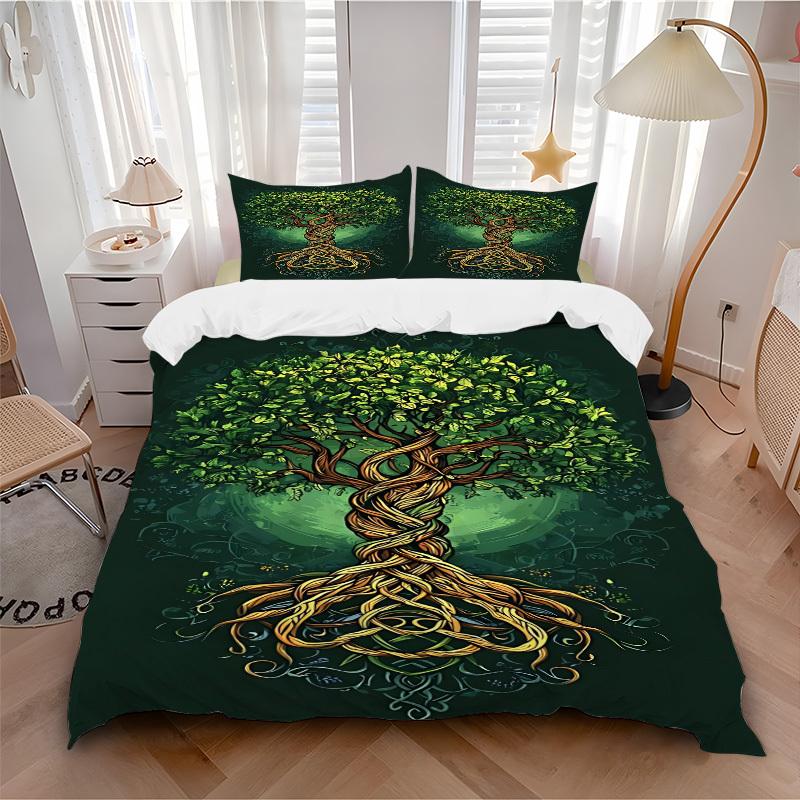 

3pcs Nature Growth Soft Comfortable Bedding set, For Bedroom, Guest Room And Dorm, All - Season Use, High-Definition Printing134 135x200cm