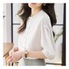 Navava Women Simple Daily Puff 5 Point Round Neck Blouse Nb1378