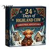 Christmas Advent Calendar 24 Days of 3D Highland Cow Calendar, Cute Farm Day Countdown Box Cattle with Mini Figurines Collectibles for Holiday
