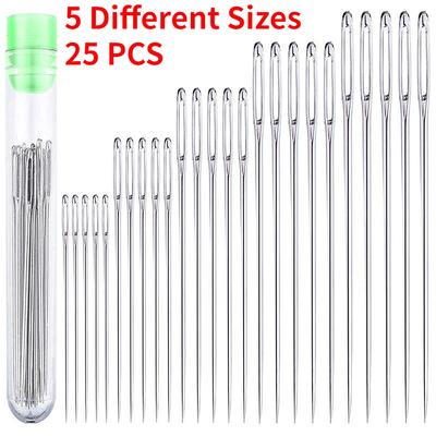 25 Pcs Large Eye Stitching Needles Sewing Needles Handmade Leather Needle Steel Yarn Knitting Needles Sewing Tool Set
