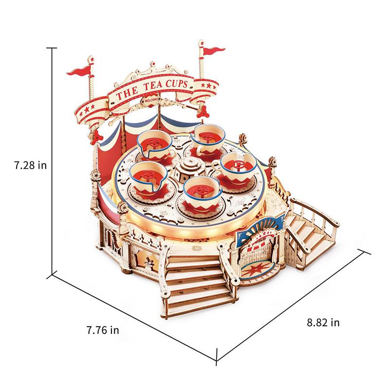 ROBOTIME ROKR Tilt-A-Whirl DIY Music Box 3D Wooden Puzzle EA04