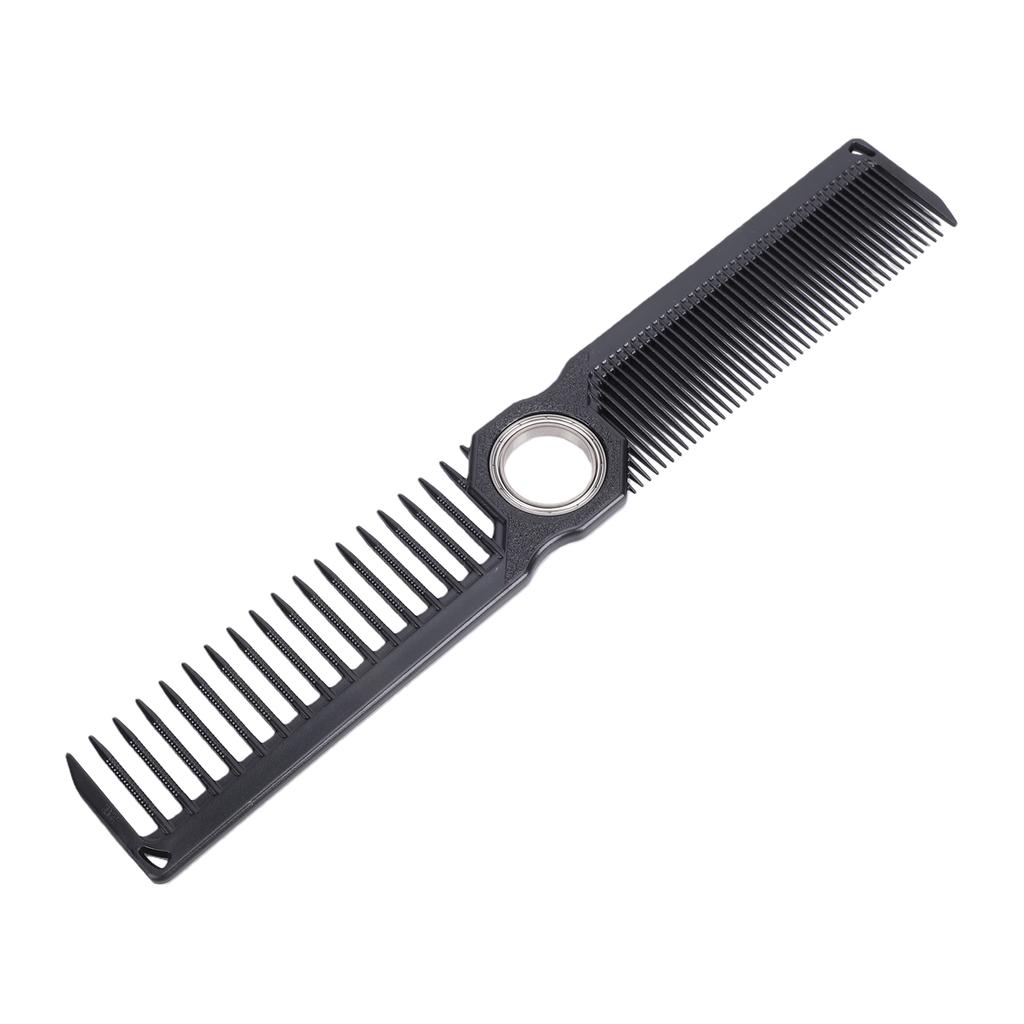 Rotatable Styling Cutting Comb with Fidget Spinner Center Rotating Comb for Thick Thin Curly Long Short Hair Black