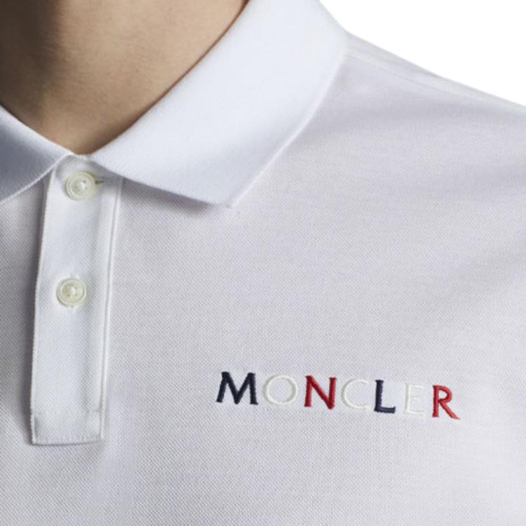 Moncler Monochrome Logo Embroidered Short Sleeve Polo Shirt Men tops H10918A0002484673001