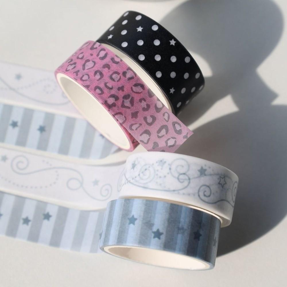 5pcs/set Funny Journal Collage Decorative Tape Roll Leopard Print Craft Tape Gift Wrapping