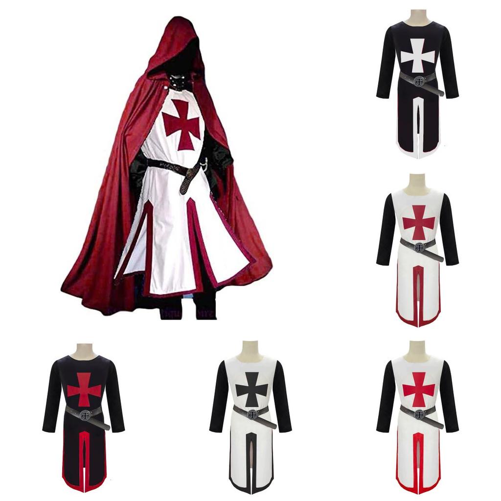 Halloween Knights Templar Outfit With Polyester Fabric And Split Design For Stage Shows