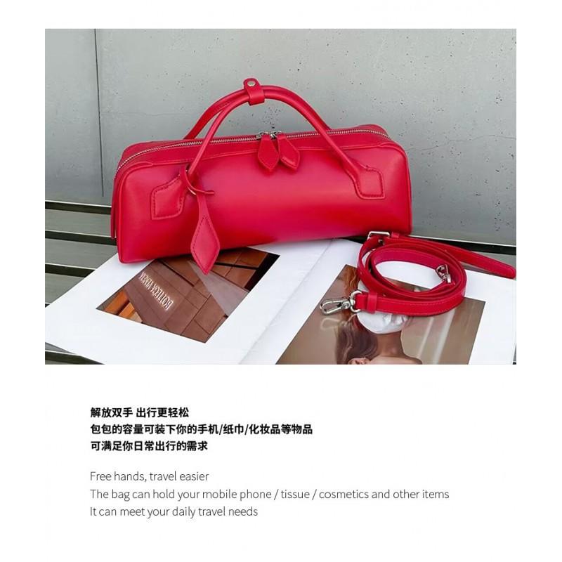 Genuine Leather French Stick Bag Women's Crossbody Fashionable Short Top-layer Cowhide Commuter Street