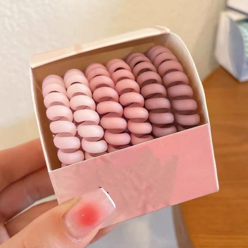 

6 шт./лот Разноцветные эластичные резинки для волос, резиновые резинки для волос, аксессуары для волос в виде телефонного шнура, модные эластичные повязки на голову