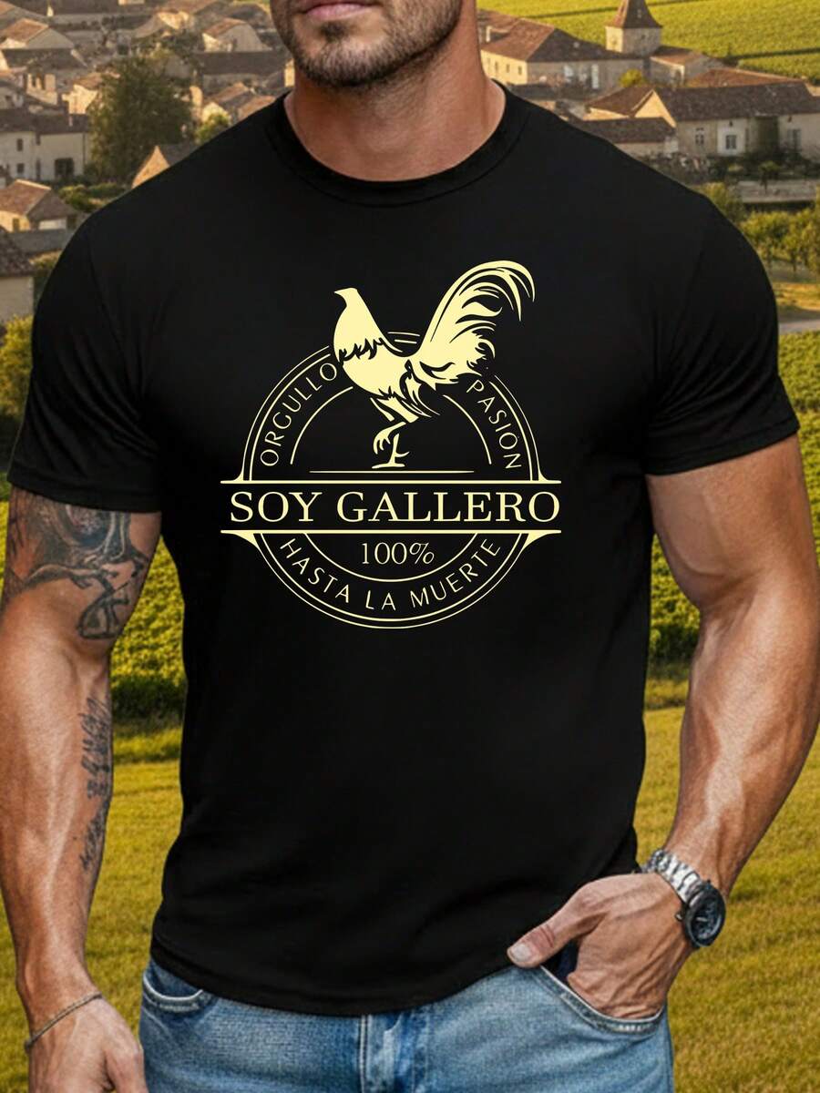 

Unisex S Vintage Farm T-Shirt - With Golden Rooster Graphic - Breathable Everyday Shirt Farmers S