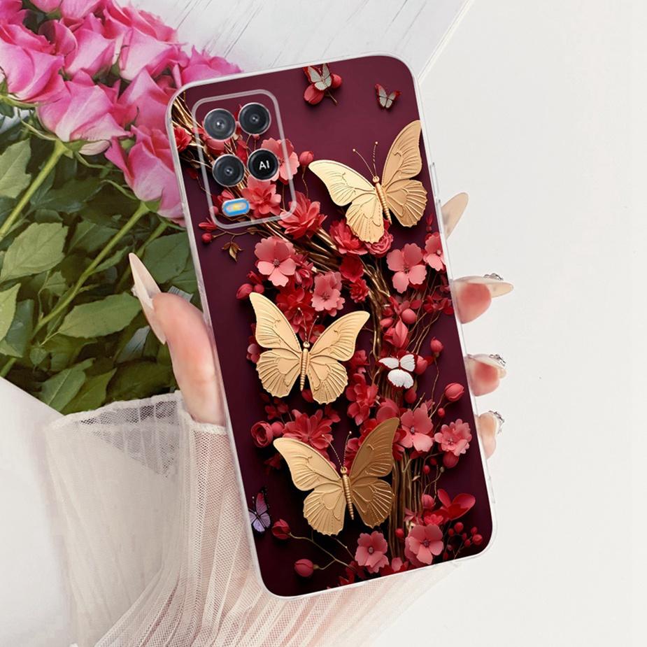 For Oppo A54 4G Case CPH2239 Luxury Butterfly Painted Cover Soft Silicone Phone Case For Oppo A54 5G A 54 s OppoA54s Fundas Bags
