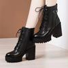 Black waterproof table thick heel Martin boots autumn and winter new side zipper versatile women's boots