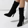 2024 Autumn New Zipper Ankle Boots Women Fashion Pleated Pointed Stilettos Prom Party Chelsea Shoes Short Boots Botas Mujer