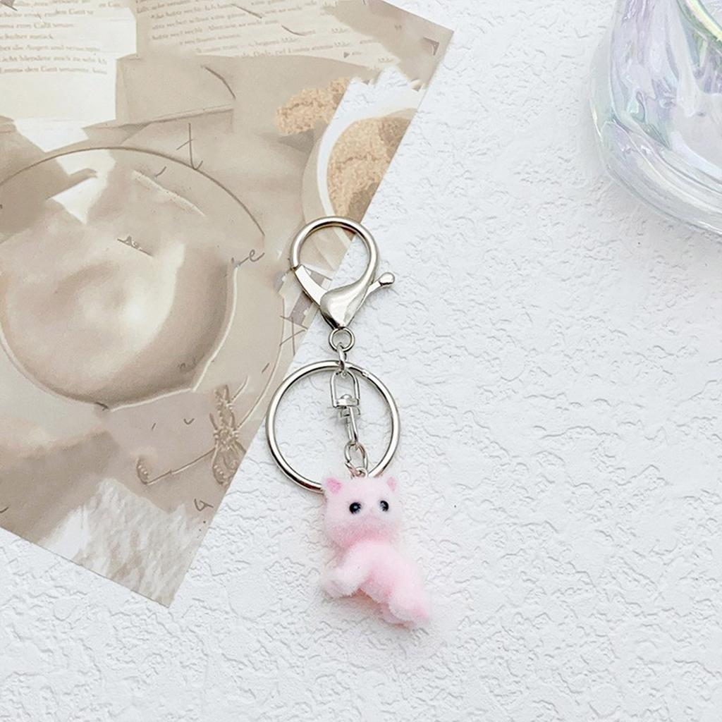 Cat Shapes Keychain Flocking Toy Pendant Keyring Stuffed Animal Charm Key Rings Soft Key Chain Ornament for Bag Phone