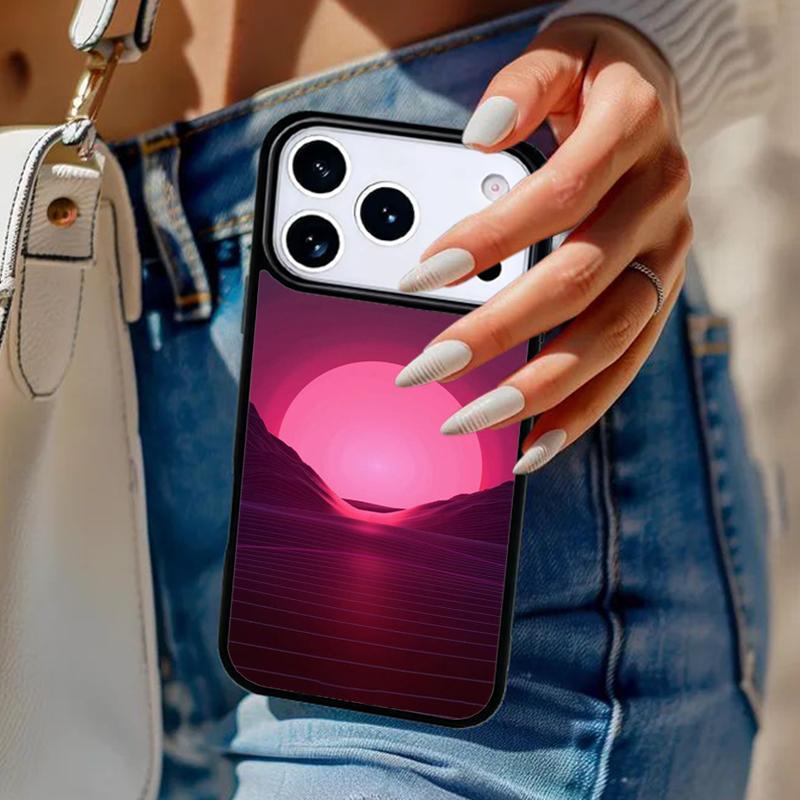 Synthwave Sun Neon 80's Phone Case For iPhone 17 Air 14 15 13 12 Max Cover For Apple 16e 11 Pro Max Plus Coque