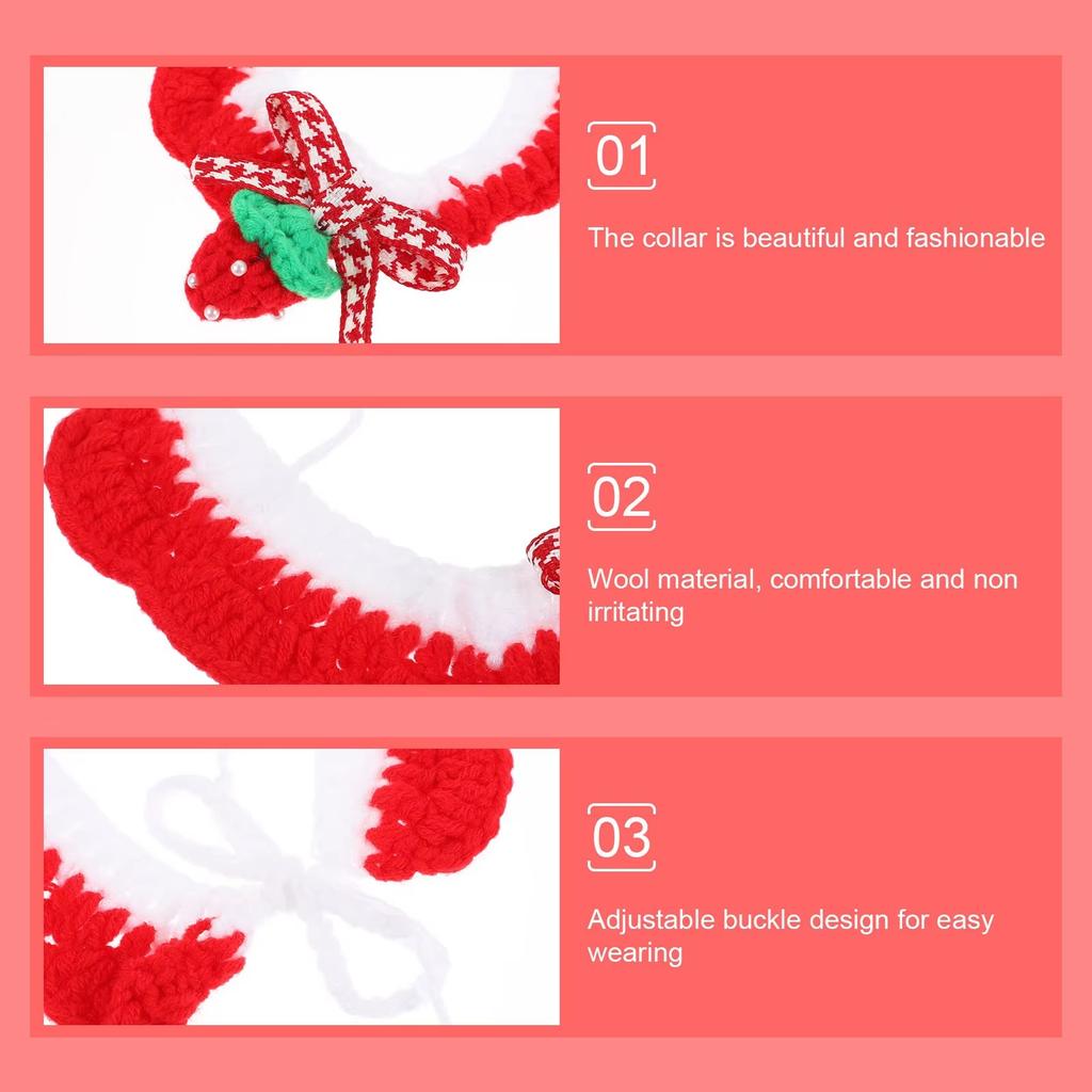 Christmas Knit Scarf Collar for Cats Dogs Pet Holiday Bib Necklace