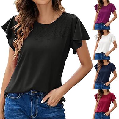 Fashion Women's Round Neck Solid Color  Casual  Short Sleeve T-Shirt