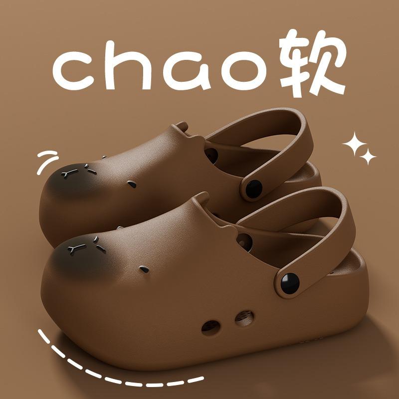 Cute Slippers Women's New Summer Outer Wear Hole Shoes Beach Anti-collision Bag Head Half Slippers Women