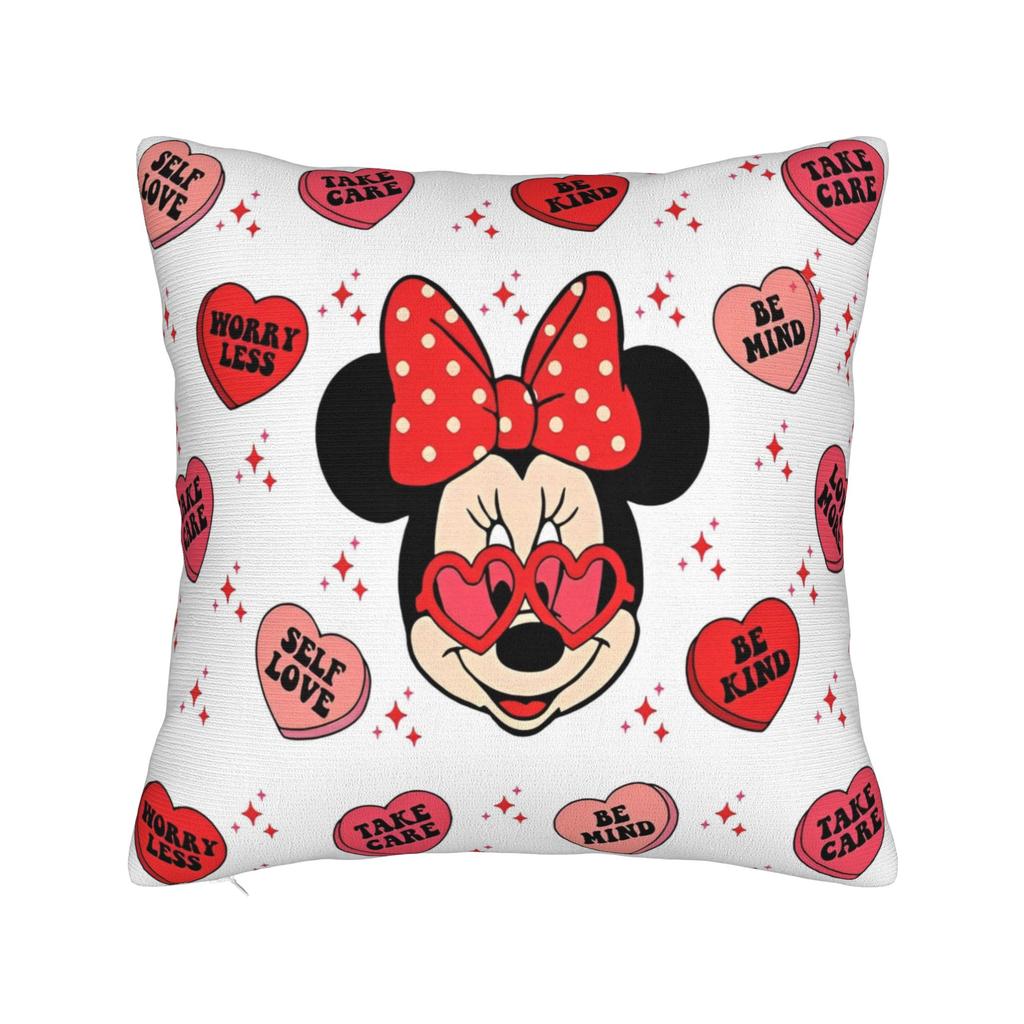 Cute Minnie Mouse Square Pillow Covers Polyester Home Famous Popular Cartoon Cushion Case Cool Decor Pillow Cover 45*45