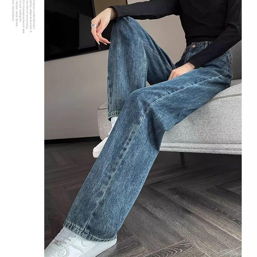 Petite High-Waisted Vintage Wide-Leg Jeans – Autumn Style, Slimming Straight-Leg, Floor-Length Trousers for Women