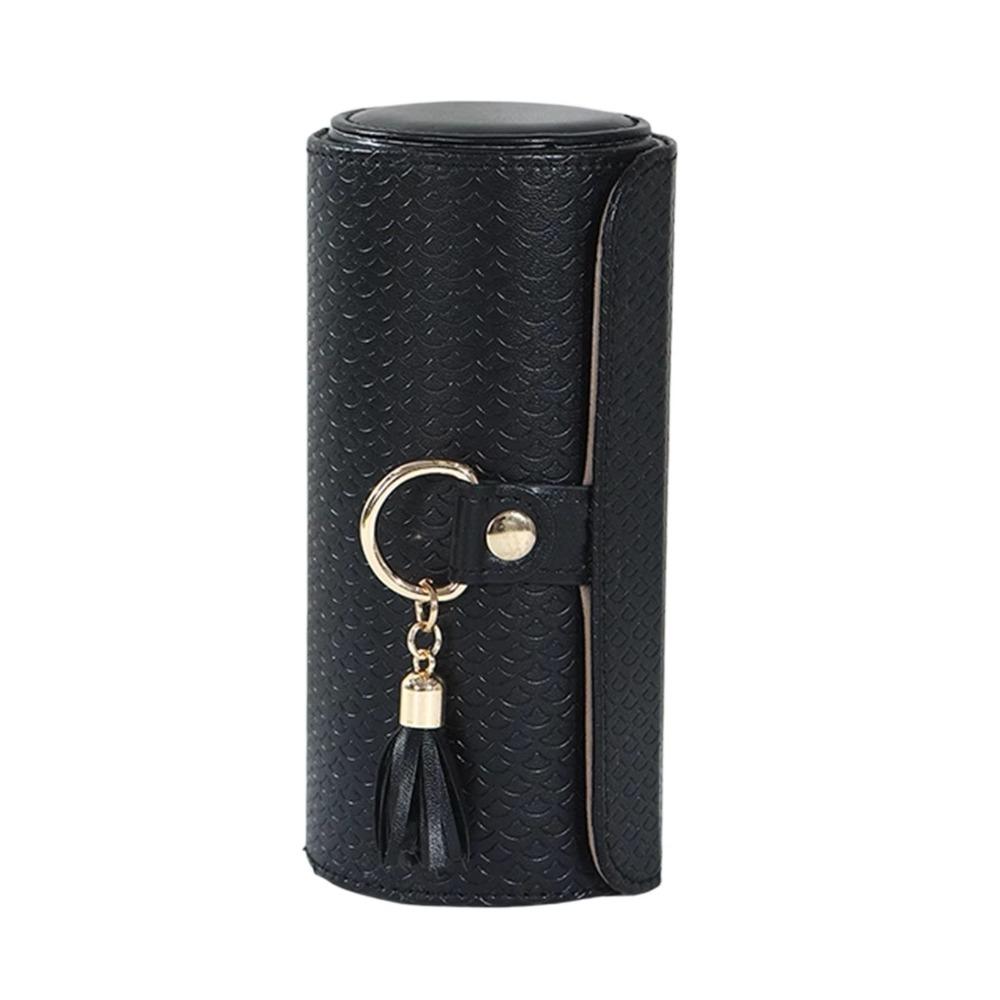 

Magnetic Closure 3-Tier Cylindrical Jewelry Organizer Travel Jewelry Storage Gift For Women чорний