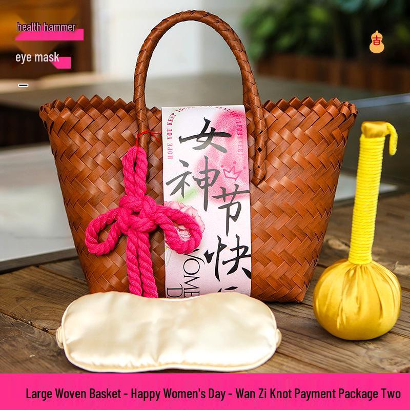 38th Festival Goddess Gift Set: High-End Bamboo Basket Souvenir for Employees
