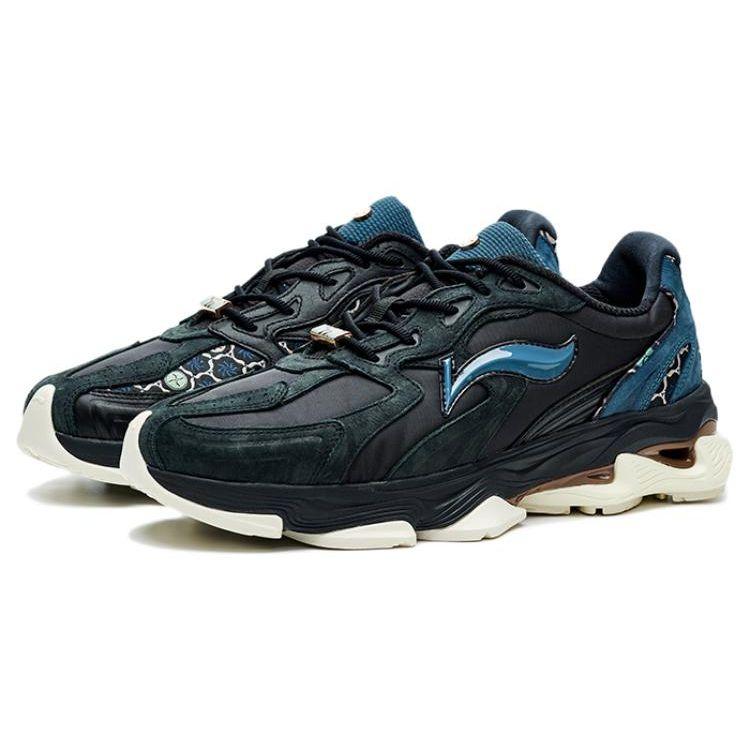 Li-Ning 1990 Retro Jogging Fabric Leather Shock Absorption Non-Slip Wear-Resistant Lightweight Low-Top Running Shoes Men Sneakers ALFR175-2