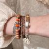 5Pcs Bohemian Multi-Layer Rice Bead Bracelet Wings Pendant Elastic Rope Bracelet Ethnic Style Jewelry