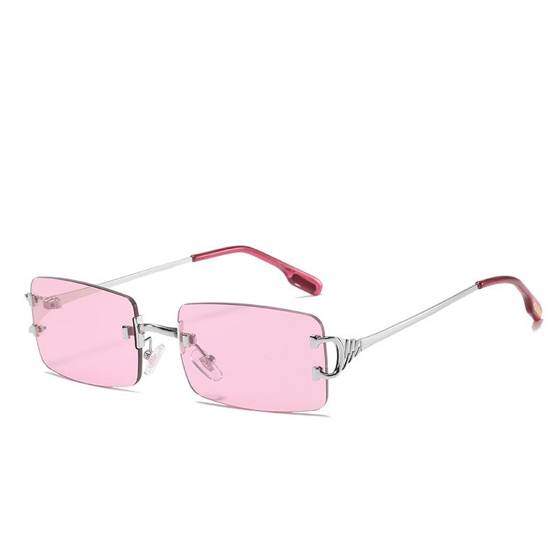 2020 randlose Sonnenbrille, Personalisierte quadratische Brille, Vielseitige Sonnenbrille mit kleinem Rahmen für Damen