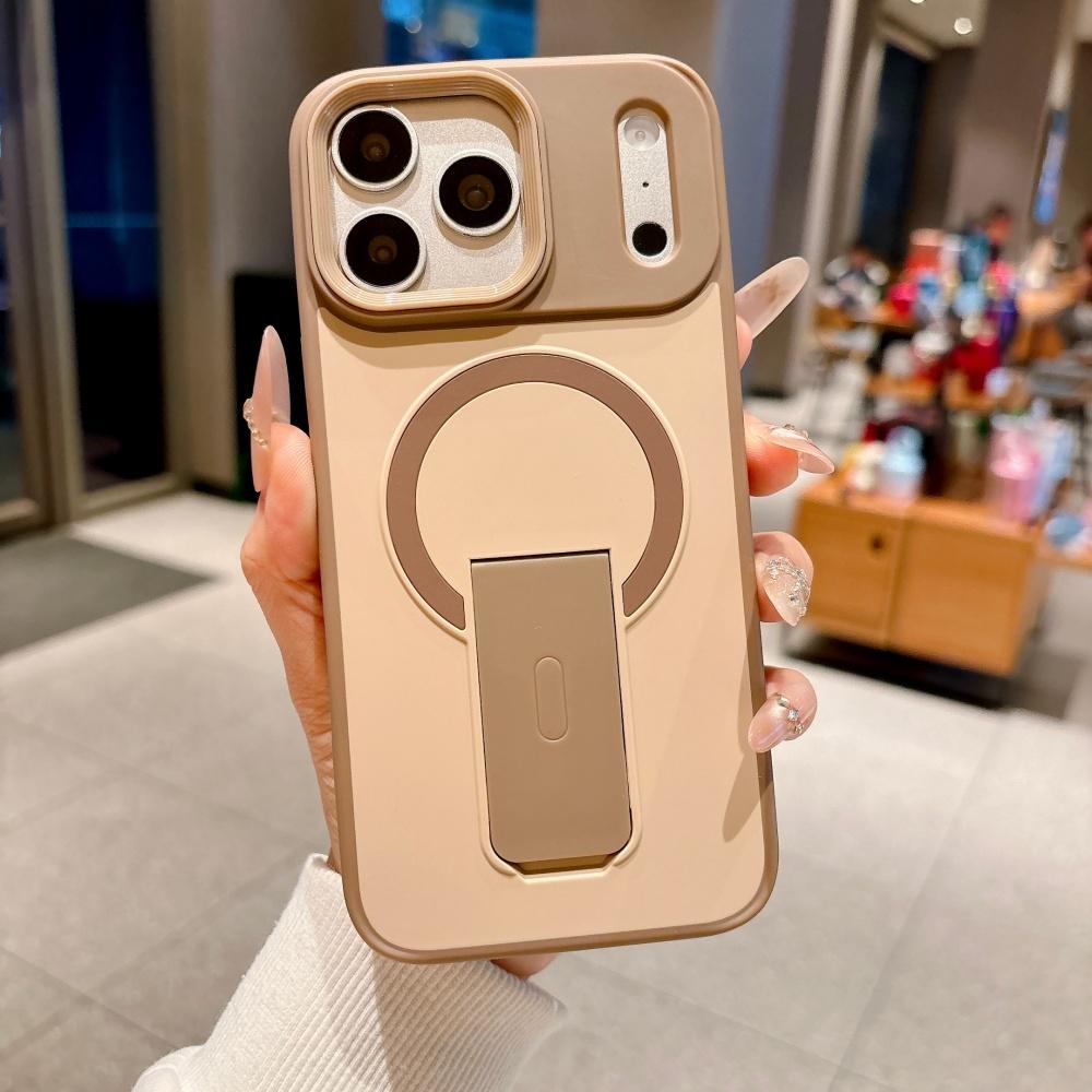 

Luxury For Magsafe Hidden Bracket Phone Case For iPhone 17 Air 16 15 14 Plus 13 12 11 Pro Max Matte Stand Magnetic Bumper Cover iPhone17