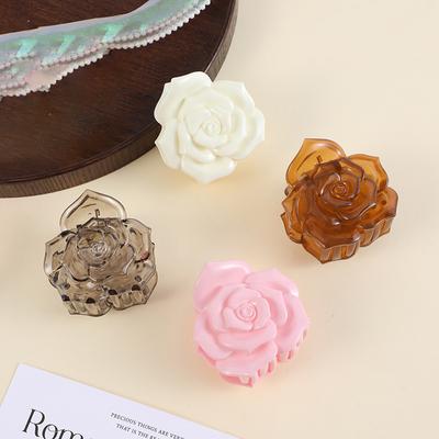 1/4pcs Sweet 3D Rose Flower Claw Clip for Women's Back of Head Ponytail Shark Clip Hair Comb Accessories
