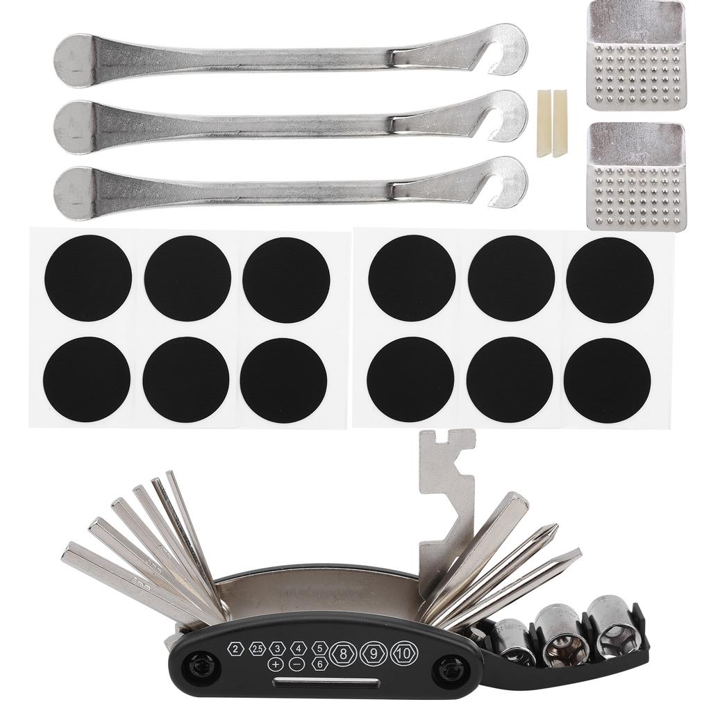 21-teiliges Fahrradreifen-Reparaturset Fahrrad-Pannenreparaturwerkzeug 16 in 1 Multifunktionswerkzeug