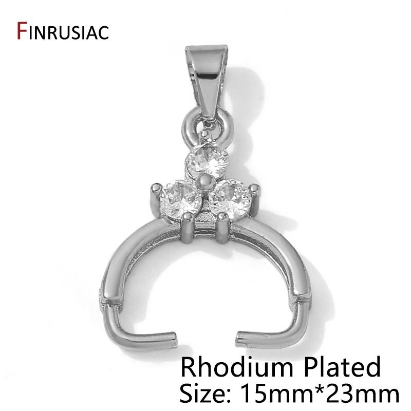 

14/18K Gold Plated Brass Inlaid Zircon Pendant Pinch Bail For Necklace Making,Bailes for Jewelry,DIY Jewelry Making Accessories 3 pieces