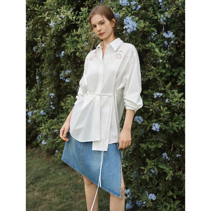 ELLE French Asymmetric Cotton Blouse S