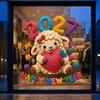 Colorful Happy New Year Window Stickers Large Size 2D Flat Print 2027 Sheep Year Stickers Waterproof Funny