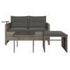 3 Piece Garden Sofa Set with Cushions Grey Poly Rattan